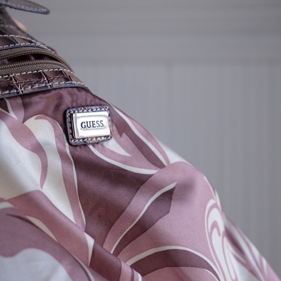 Y2K Guess Tansy Mocha canvas and faux leather shoulder tote bag - Picture 7 of 12